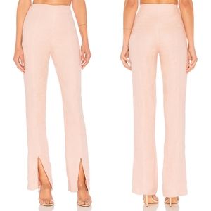 Lovers + Friends Pink Linen Split Leg Arya Pants